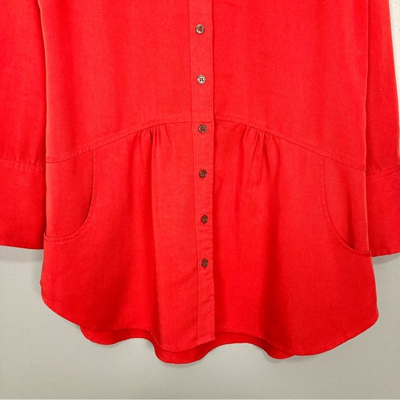 Soft Surroundings Easy Tencel Tunic Top Women’s Size M Petite Peplum Pockets - Picture 3 of 9